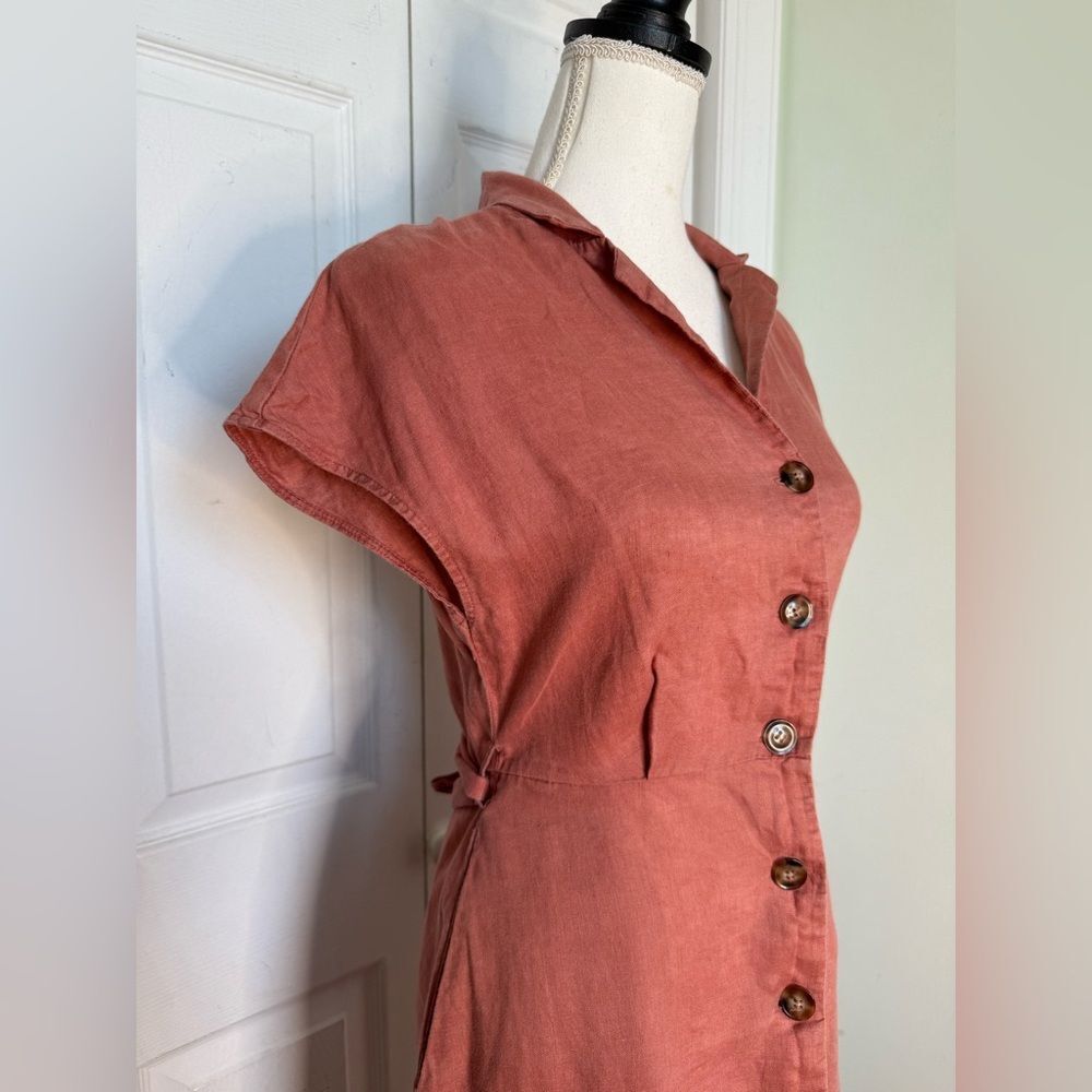 100 % Linen Summer Dress W/ Pockets! - Picture 2 of 9